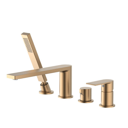 Edge 4-holes Desk mounted Bathtub Faucet with brass hand shower TF1201015