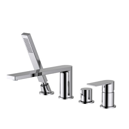 Edge 4-holes Desk mounted Bathtub Faucet with brass hand shower TF1201015