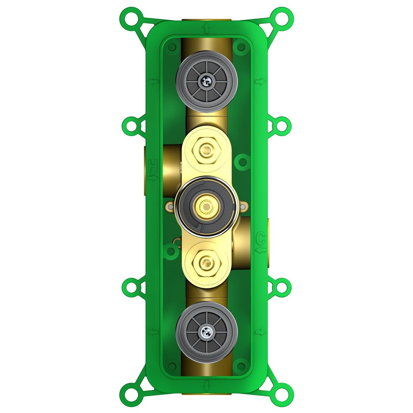 Two-outlet shower valve with independent on-off controls