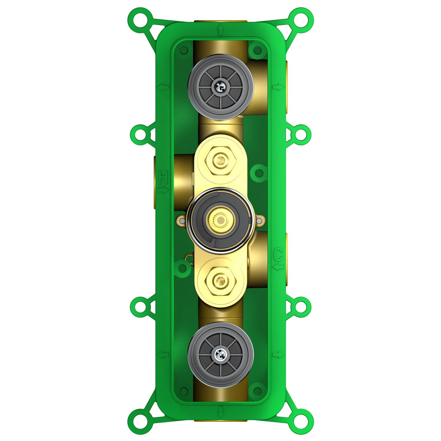 Thermostatic valve with upper diverter and lower shut-off control