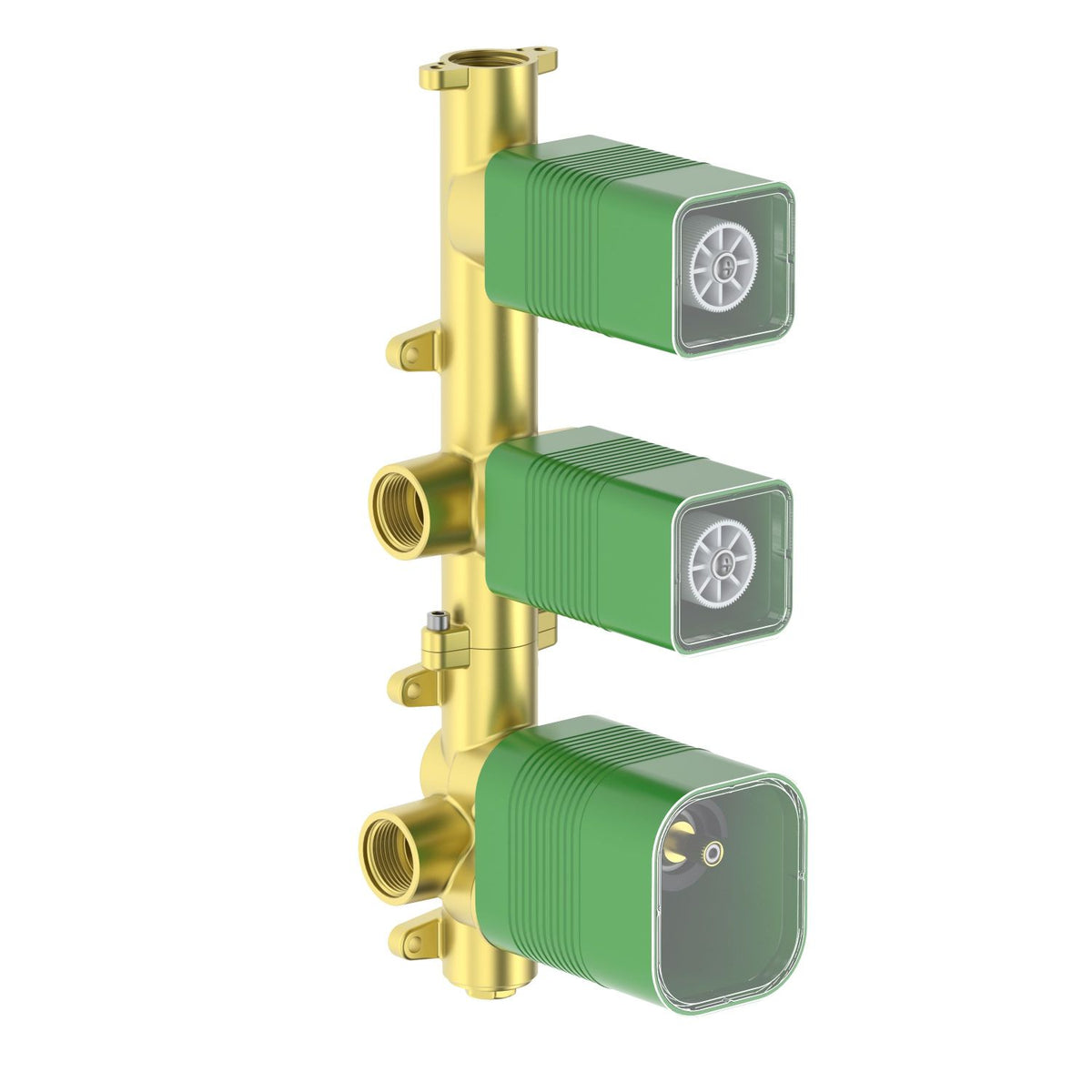 Aquavit vertical solid brass two, three or four outlet thermostatic rough-in valve TSV73X01V with French Vernet CA43 cartridge