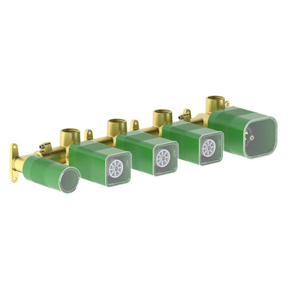 Aquavit solid brass 3 to 6 outlet thermostatic rough-in shower valve with integrated hand shower holder TSV75X01AL