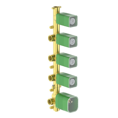 Aquavit vertical solid brass four to eight outlet thermostatic rough-in valve TSV75X01V with French Vernet CA43 cartridge