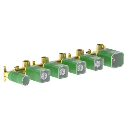 Aquavit solid brass 4 to 8 outlet thermostatic rough-in shower valve with integrated hand shower holder TSV76X01AL