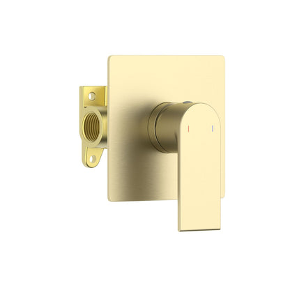 Aquavit Blaze brushed gold one-outlet concealed shower mixer VT0111102 with square trim plate