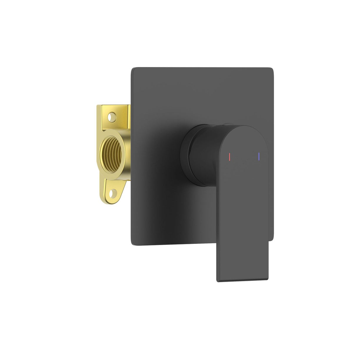 Aquavit Blaze matte black one-outlet concealed shower mixer VT0111102 with square trim plate