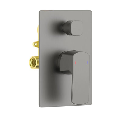 Aquavit Cascade brushed gunmetal two-outlet concealed shower mixer with ceramic diverter VT0312202