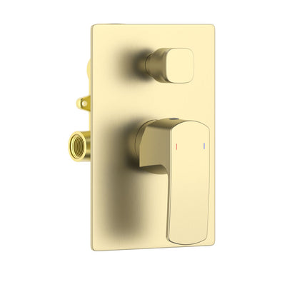 Aquavit Cascade brushed gold two-outlet concealed shower mixer with ceramic diverter VT0312202
