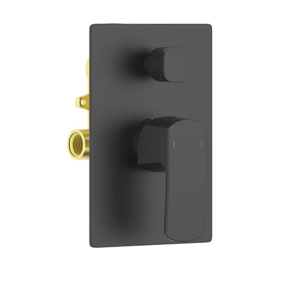 Aquavit Cascade matte black two-outlet concealed shower mixer with ceramic diverter VT0312202