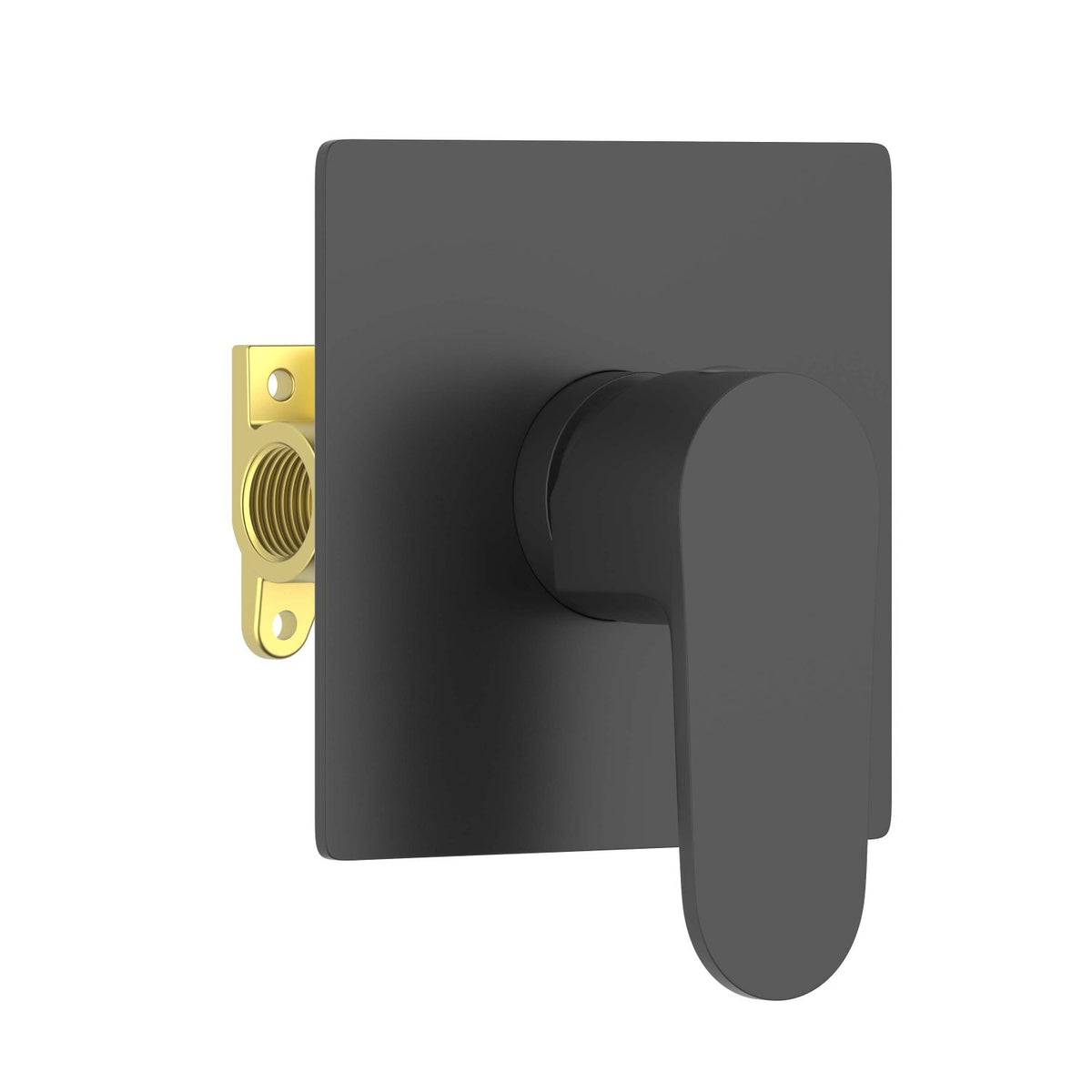 Aquavit Tender matte black one-outlet concealed shower mixer with 120 mm square trim VT0411102