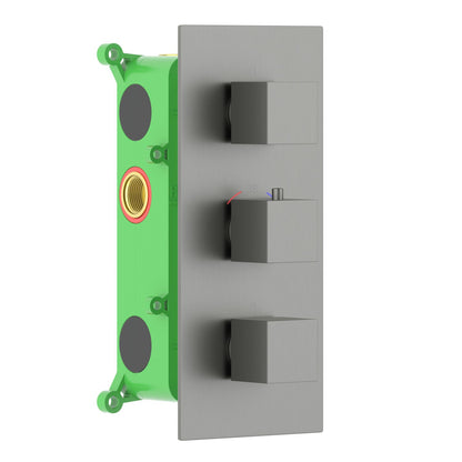 Complete thermostatic shower valve with trim and rough-in box