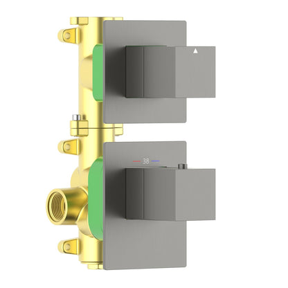Aquavit brushed gunmetal square 1 or 2 outlet thermostatic shower valve and trim VT0872X01V