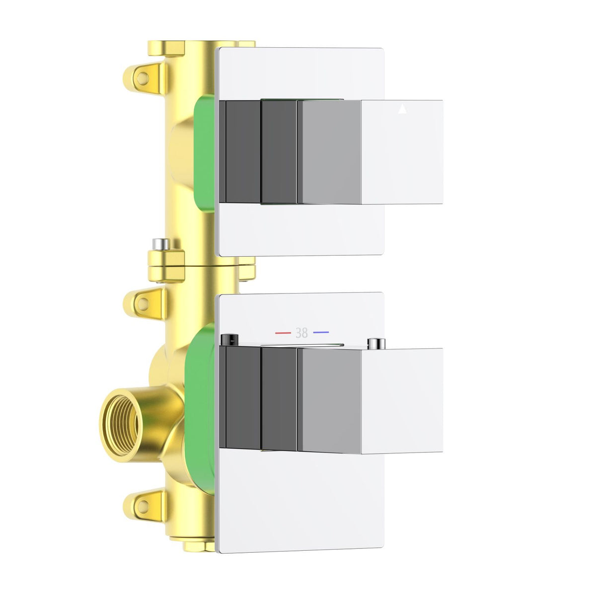 Aquavit chrome square 1 or 2 outlet thermostatic shower valve and trim VT0872X01V