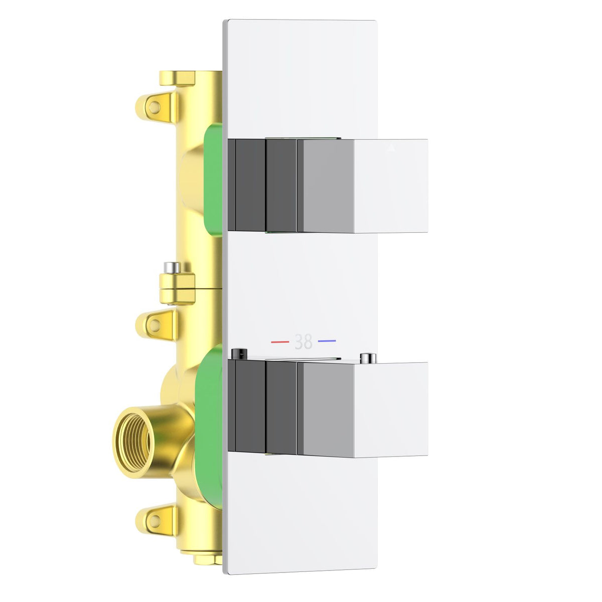 Aquavit Cube chrome 1 or 2 outlet thermostatic shower valve and rectangular trim VT0872X02