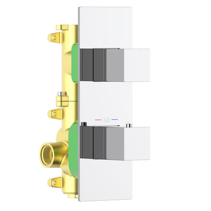 Aquavit Cube chrome 1 or 2 outlet thermostatic shower valve and rectangular trim VT0872X02