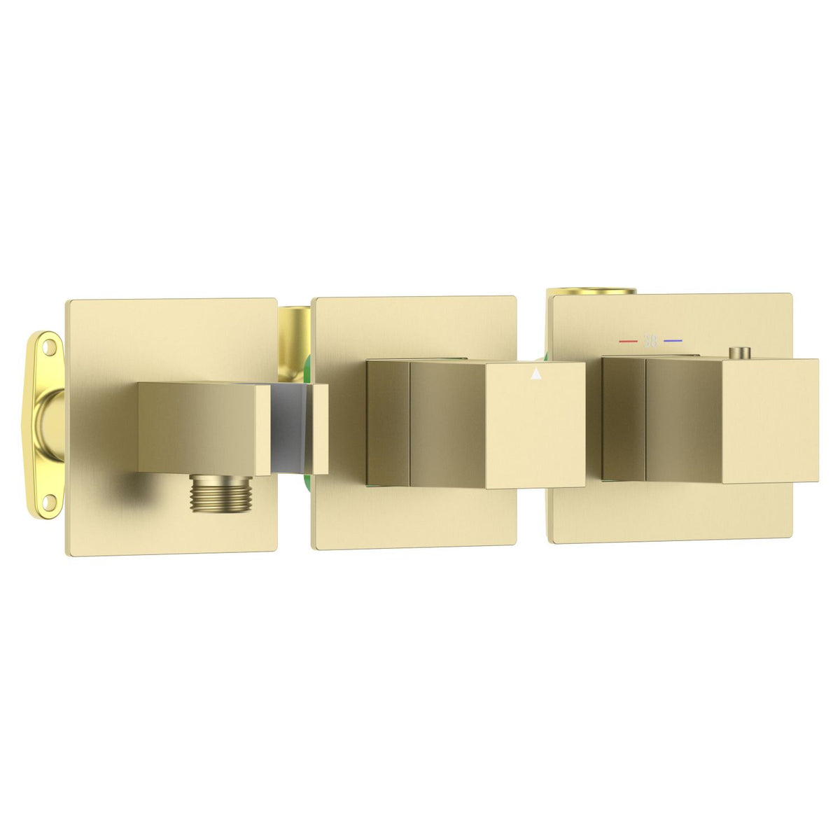 Aquavit Cube brushed gold 1 to 2 outlet thermostatic shower valve with integrated hand shower holder VT0873X01AL