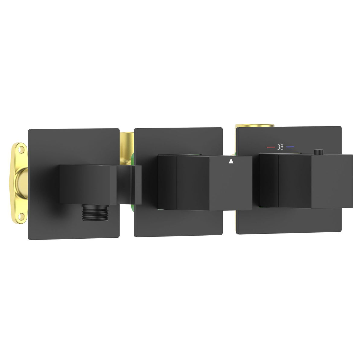 Aquavit Cube matte black 1 to 2 outlet thermostatic shower valve with integrated hand shower holder VT0873X01AL
