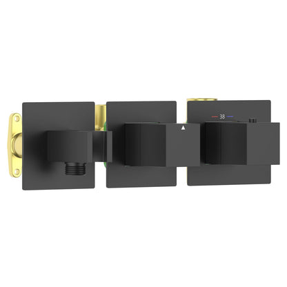 Aquavit Cube matte black 1 to 2 outlet thermostatic shower valve with integrated hand shower holder VT0873X01AL