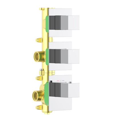 Aquavit Cube chrome 2 to 4 outlet thermostatic shower valve with separate square trim plates VT0873X01V