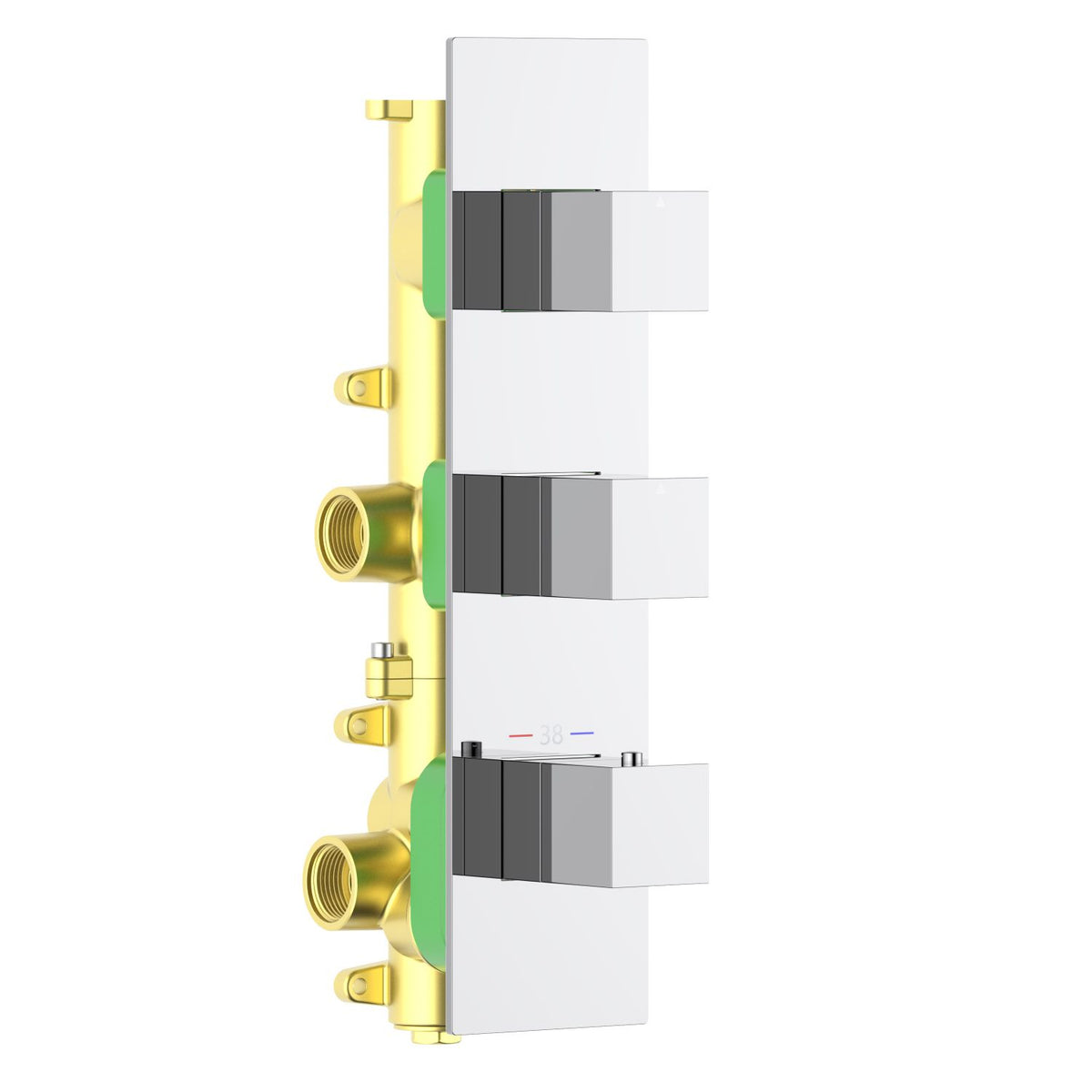 Aquavit Cube chrome 2 to 4 outlet thermostatic shower valve with vertical trim VT0873X02V