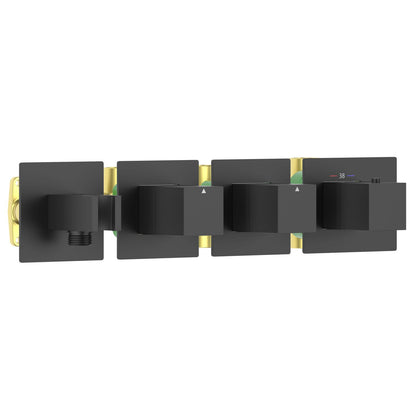 Aquavit Cube matte black 2 to 4 outlet thermostatic shower valve with integrated hand shower holder VT0874X01AL