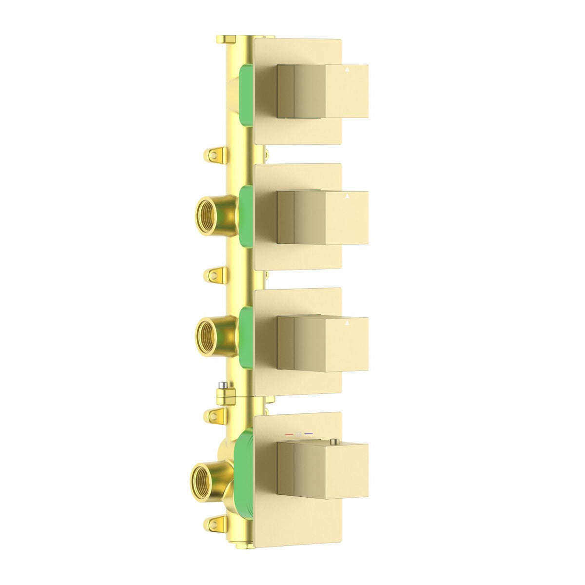 Aquavit Cube brushed gold 3 to 6 outlet thermostatic shower valve with separate square trim plates VT0874X01V