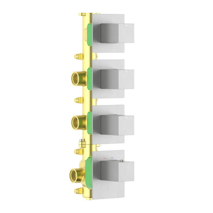 Aquavit Cube brushed nickel 3 to 6 outlet thermostatic shower valve with separate square trim plates VT0874X01V