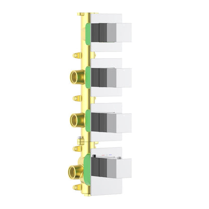 Aquavit Cube chrome 3 to 6 outlet thermostatic shower valve with separate square trim plates VT0874X01V