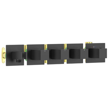 Aquavit Cube matte black 3 to 6 outlet thermostatic shower valve with integrated hand shower holder VT0875X01AL