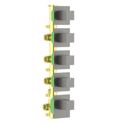 Aquavit Cube brushed gunmetal 4 to 8 outlet thermostatic shower valve with separate square trim plates VT0875X01V