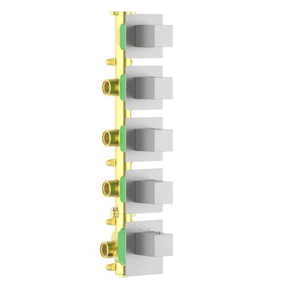 Aquavit Cube brushed nickel 4 to 8 outlet thermostatic shower valve with separate square trim plates VT0875X01V