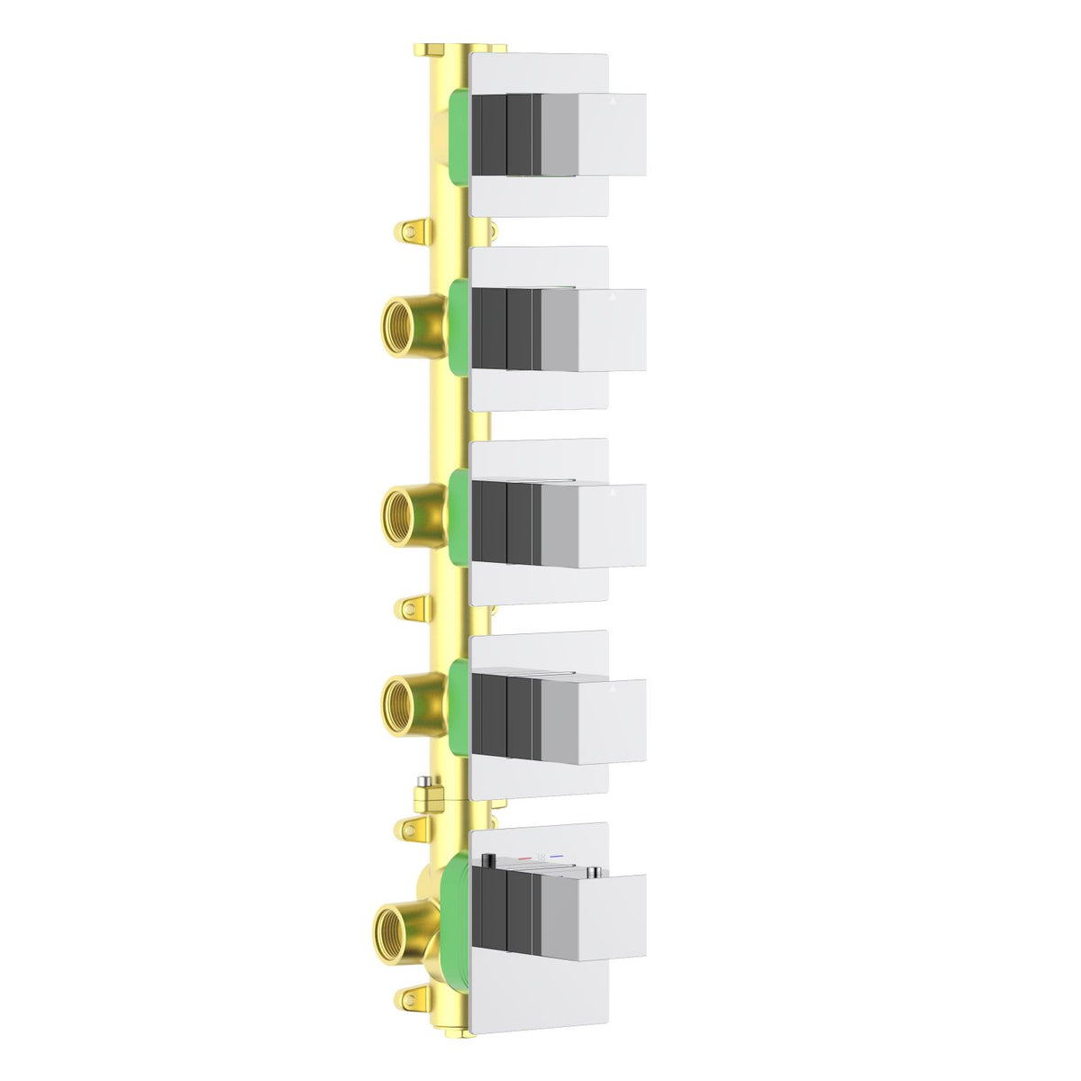 Aquavit Cube chrome 4 to 8 outlet thermostatic shower valve with separate square trim plates VT0875X01V