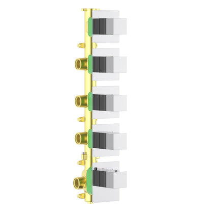 Aquavit Cube chrome 4 to 8 outlet thermostatic shower valve with separate square trim plates VT0875X01V