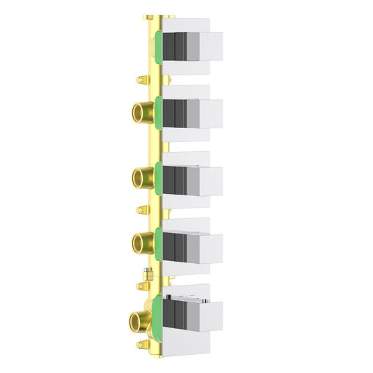 Aquavit Cube chrome 4 to 8 outlet thermostatic shower valve with separate square trim plates VT0875X01V