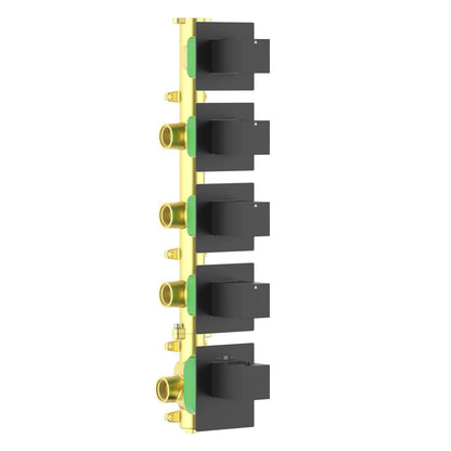 Aquavit Cube matte black 4 to 8 outlet thermostatic shower valve with separate square trim plates VT0875X01V