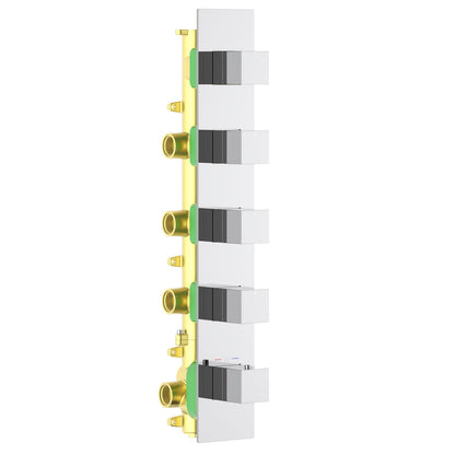 Aquavit Cube chrome 4 to 8 outlet thermostatic shower valve with continuous rectangular trim plate VT0875X02V