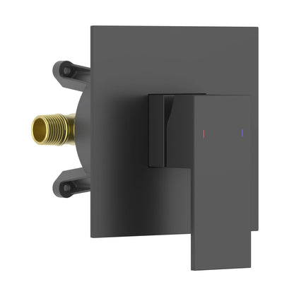 Aquavit matte black square one-outlet pressure-balance shower valve and trim kit VT0881101