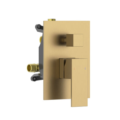 Aquavit CUBE brushed brass two-outlet pressure-balance shower valve and trim kit VT0882201