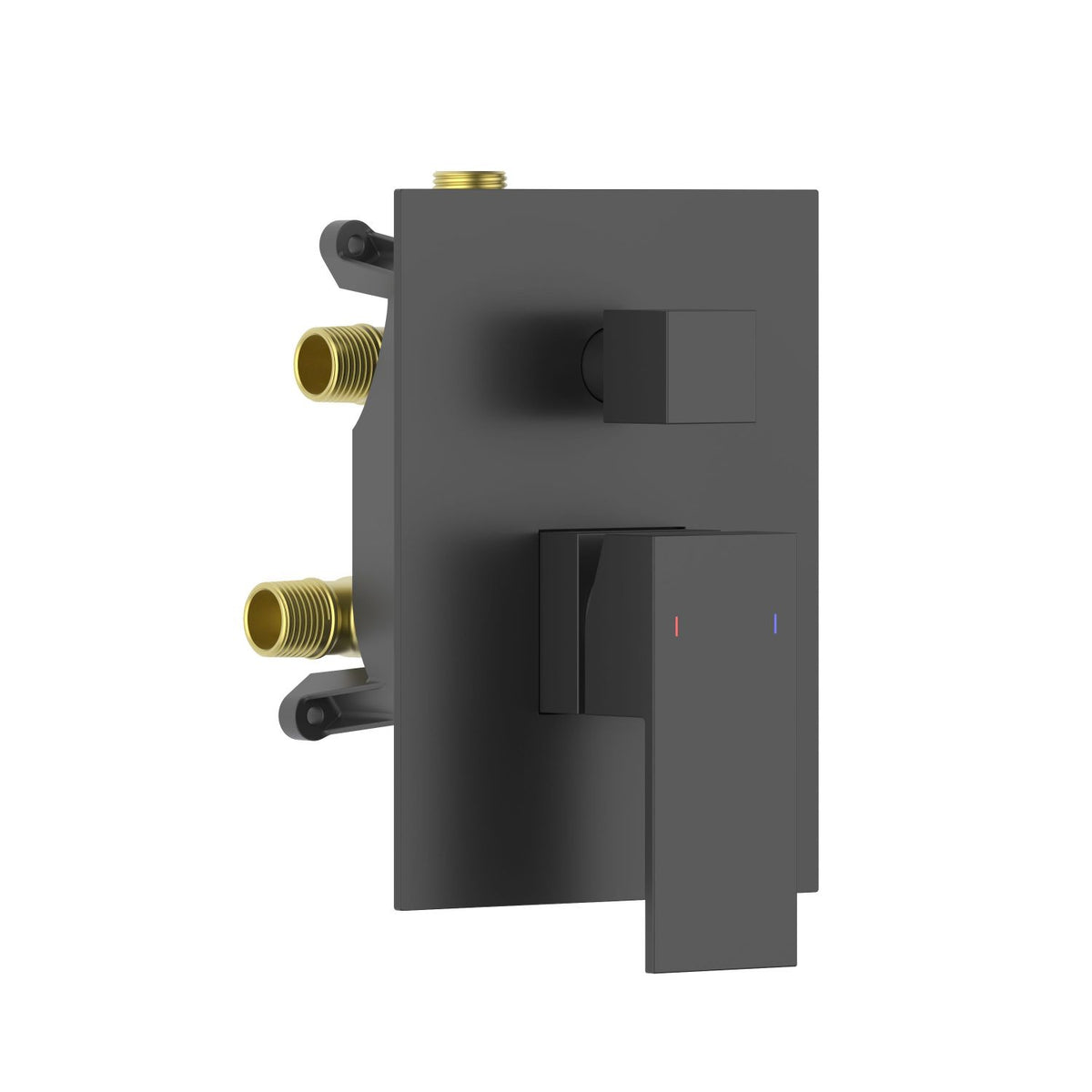 Aquavit CUBE matte black three-outlet pressure-balance shower valve and trim kit VT0882301
