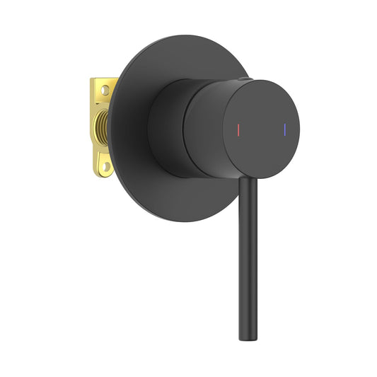 Aquavit Circular matte black one-outlet concealed shower mixer with compact round trim VT0911102