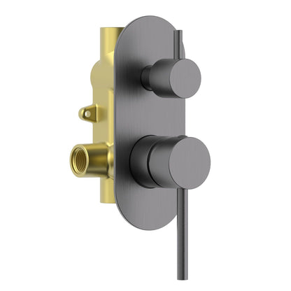 Aquavit Circular brushed gunmetal two-outlet concealed shower mixer VT0912204