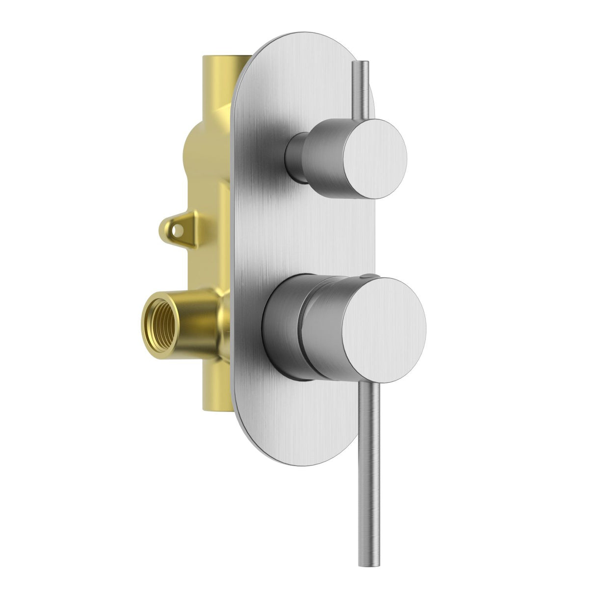 Aquavit Circular brushed nickel two-outlet concealed shower mixer VT0912204