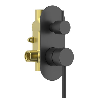 Aquavit Circular matte black two-outlet concealed shower mixer VT0912204