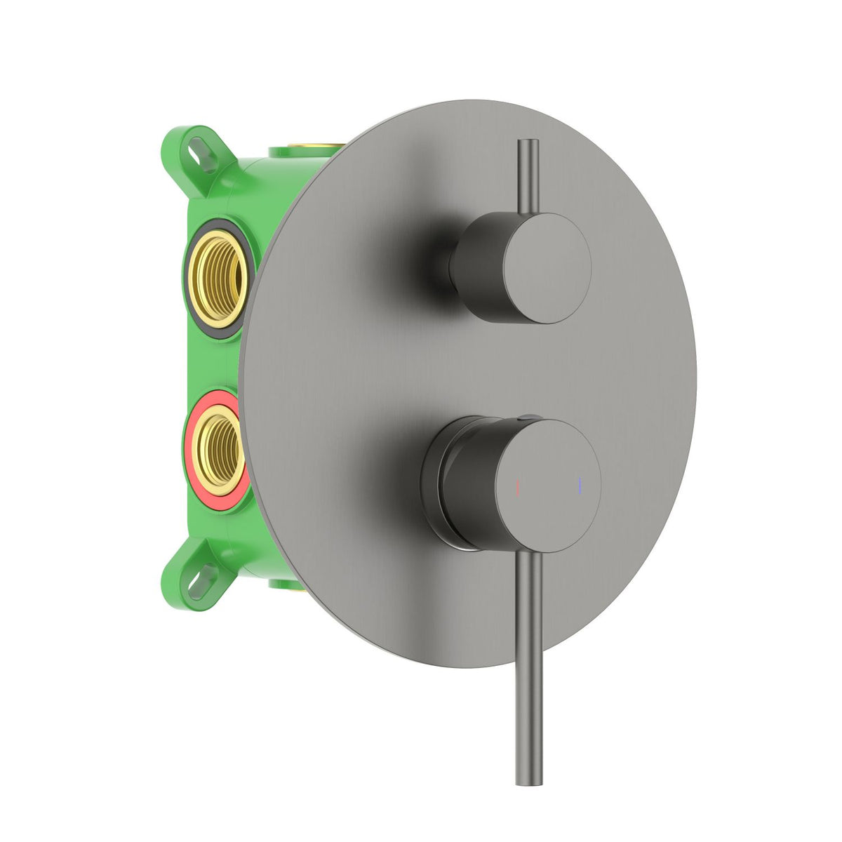 Aquavit Circular brushed gunmetal three-outlet concealed shower mixer VT0922302