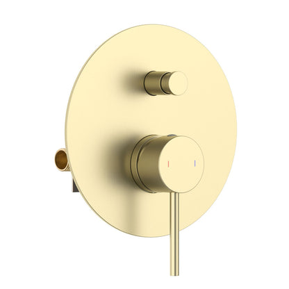 Aquavit CIRCULAR brushed gold two-way pressure-balance shower mixer with auto-reset push-button diverter VT0942203