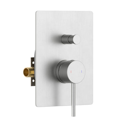Aquavit CIRCULAR brushed nickel two-way pressure-balance shower mixer with auto-reset push-button diverter VT0942204