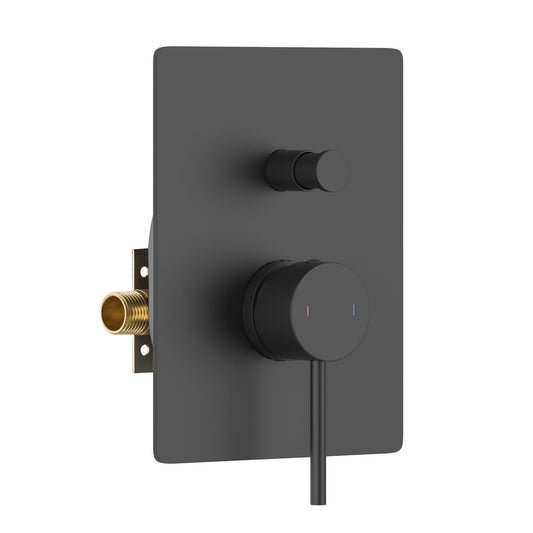 Aquavit CIRCULAR matte black two-way pressure-balance shower mixer with auto-reset push-button diverter VT0942204