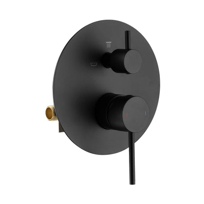 Aquavit CIRCULAR matte black three-way pressure-balance shower mixer with ceramic cartridge diverter VT0942301