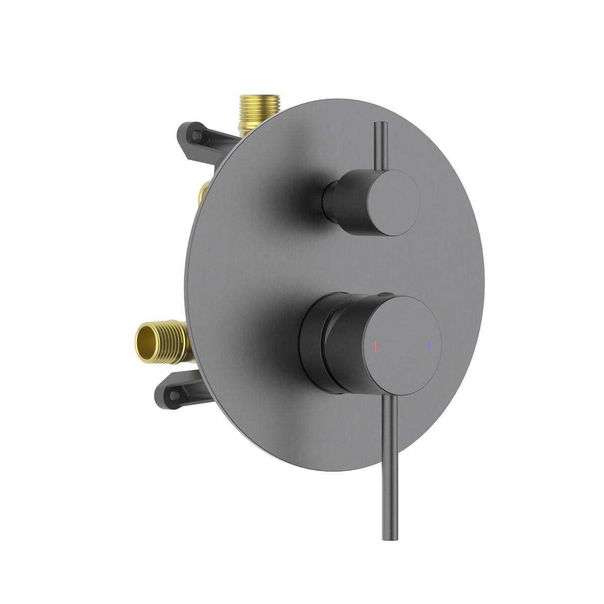 Aquavit CIRCULAR brushed gunmetal round two-outlet pressure-balance shower valve and trim kit VT0982201