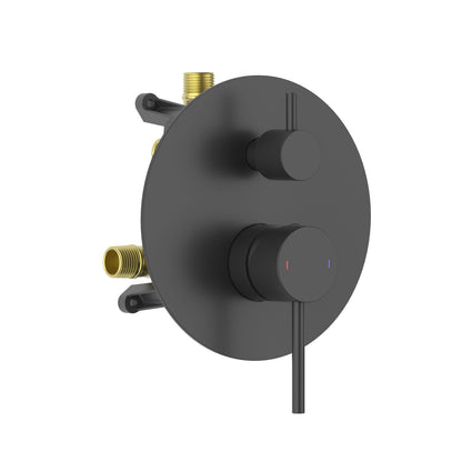 Aquavit CIRCULAR matte black round two-outlet pressure-balance shower valve and trim kit VT0982201